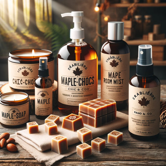 Produits artisanaux et éco-responsables à base de sirop d'érable de l'Érablière Chic-Chocs et Pando & Co.