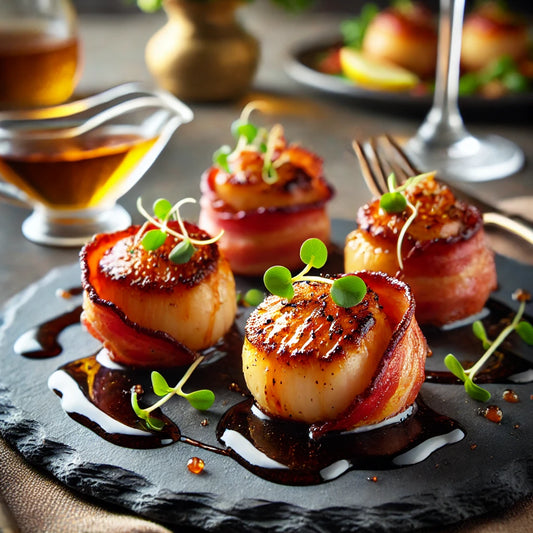 Pétoncles Enrobés de Bacon au Glacis de Sirop d'Érable