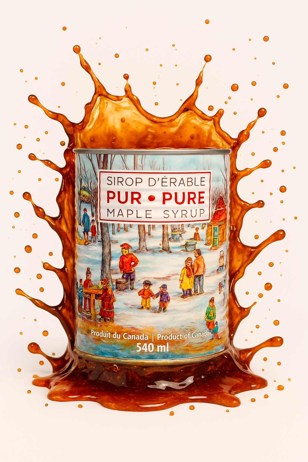 Amber, light and dark maple syrup – in can – 540 ml